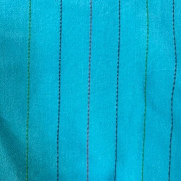Alan Flusser Golf 100% Cotton Polor Aqua with Multicolor Pinstripes Size Medium - Picture 3 of 8